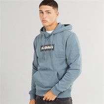 Napapijri Mens Box Logo Hoodie Stormy Wheat Grey