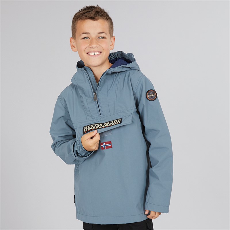 Napapijri Junior Boys Rainforest Summer Anorak Jacket Stormy Wheat Grey