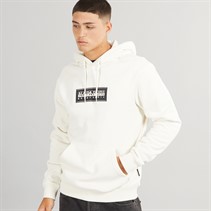 Napapijri Mens Box Logo Hoodie White Whisper