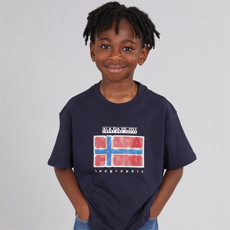 Napapijri Boys Sella Graphic T-Shirt Blue Marine