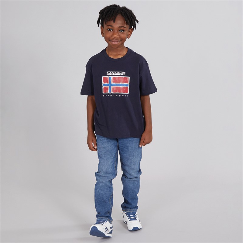 Napapijri Boys Sella Graphic T-Shirt Blue Marine