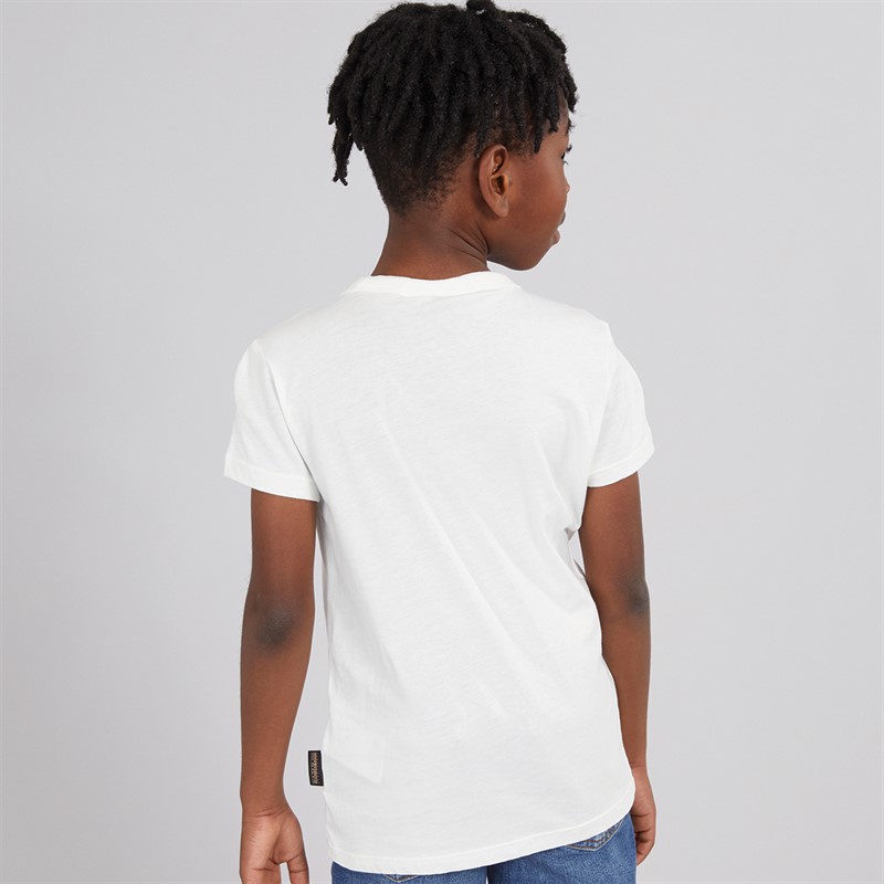 Napapijri Boys Chamois Box Logo T-Shirt White Heron