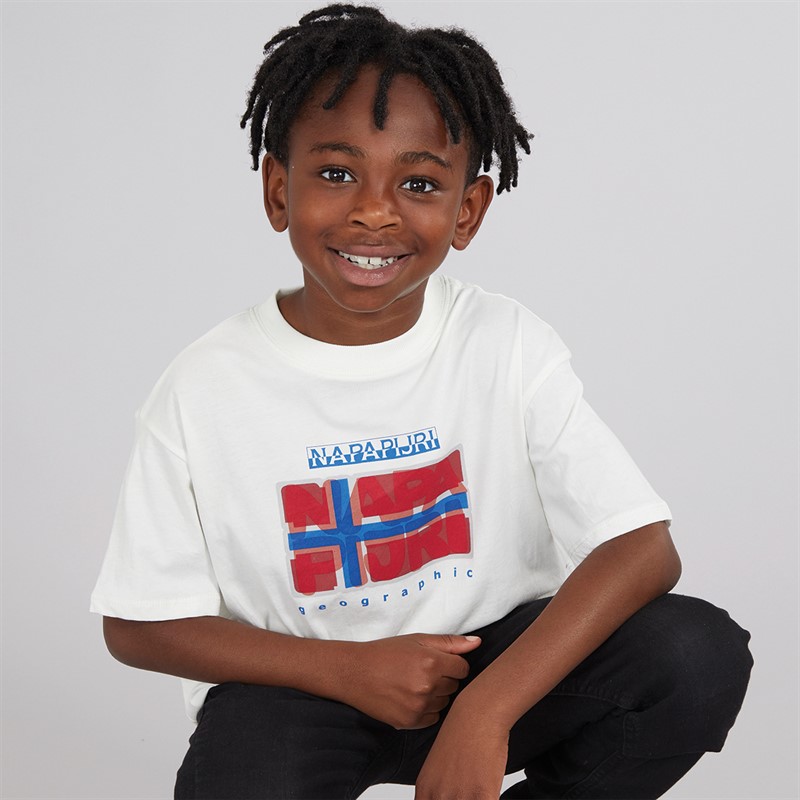 Napapijri Boys Sella Graphic T-Shirt White Heron