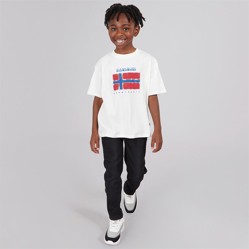 Napapijri Boys Sella Graphic T-Shirt White Heron
