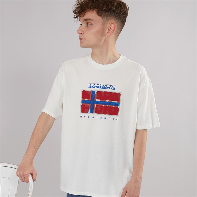 Napapijri Junior Boys Sella Graphic T-Shirt White Heron