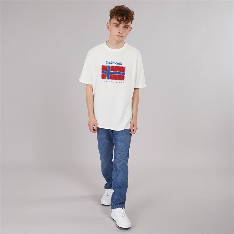 Napapijri Junior Boys Sella Graphic T-Shirt White Heron