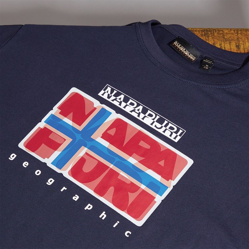 Napapijri Junior Boys Sella Graphic T-Shirt Blue Marine