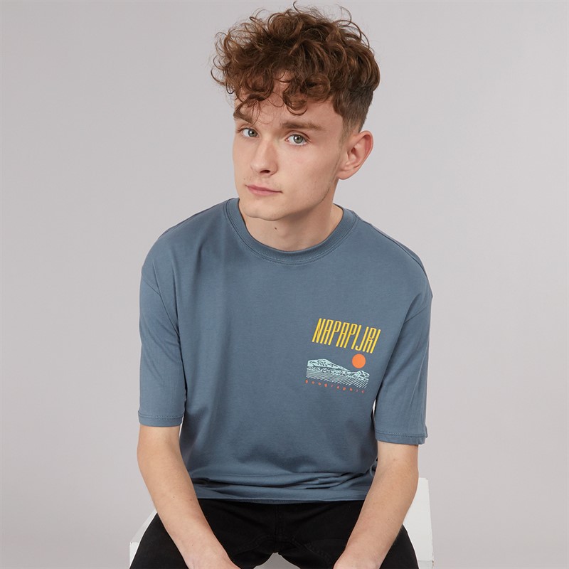 Napapijri Junior Boys Sella Graphic T-Shirt Stormy Wheat Grey