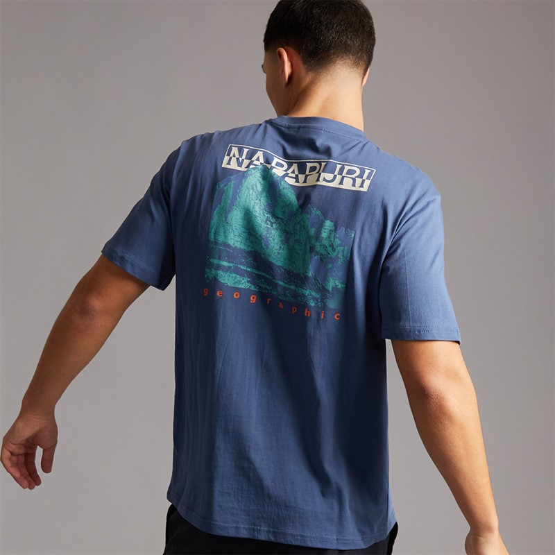 Napapijri T-shirt z graficznym tyłem dla niego kolor Blue Infinity