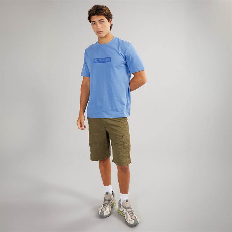 Napapijri Mens Box Logo T-Shirt Blue Jasper