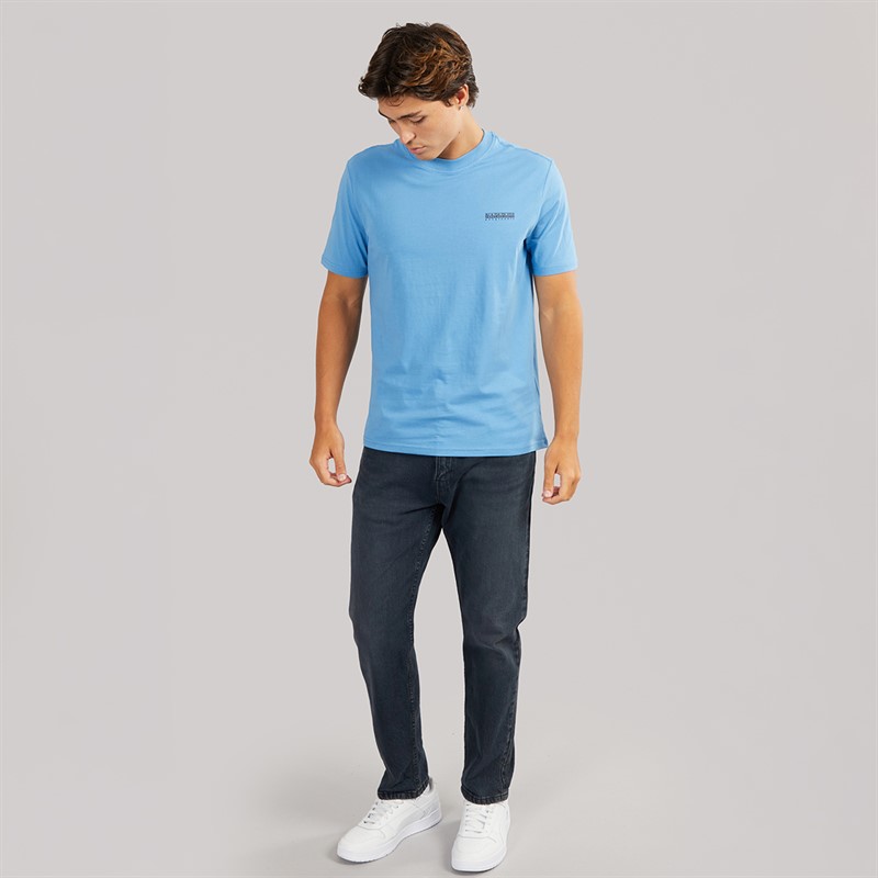 Napapijri Mens Small Box T-Shirt Blue Jasper