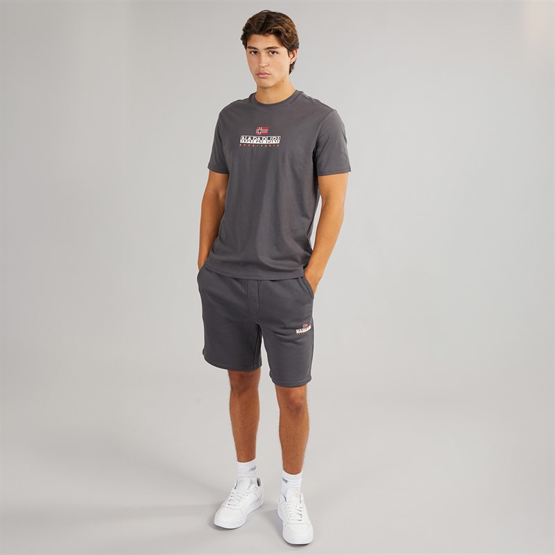 Napapijri Mens Nory Fleece Shorts Dark Grey Solid