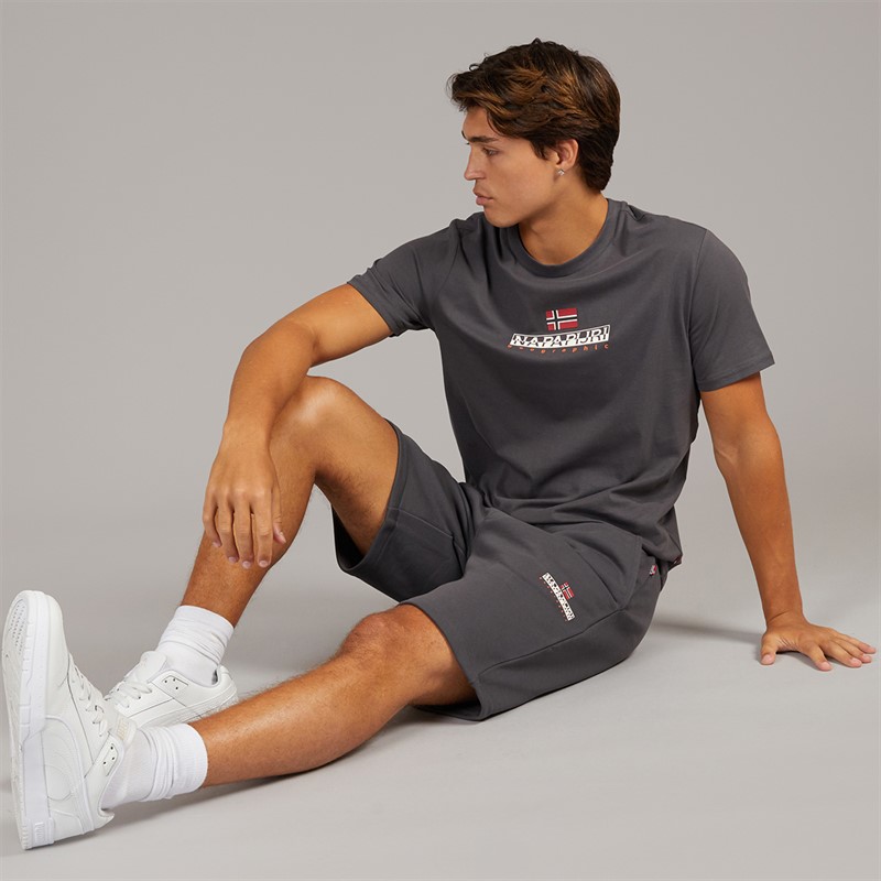 Napapijri Mens Nory Fleece Shorts Dark Grey Solid