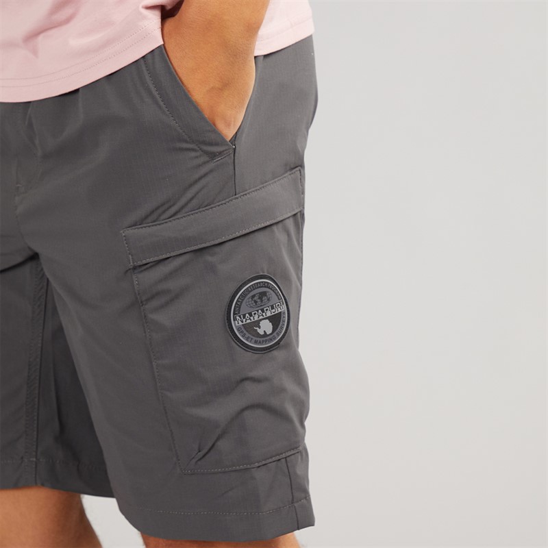 Napapijri Mens Natey Cargo Shorts Dark Grey Solid