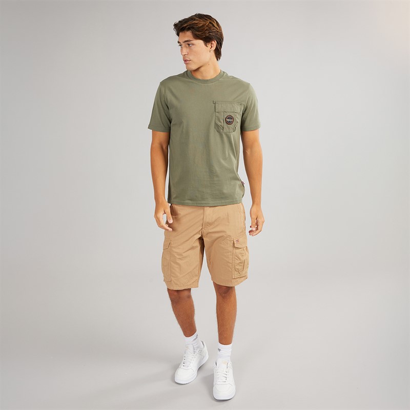 Napapijri Mens Linton Pocket Short Sleeve T-Shirt Tea Leaf G0A