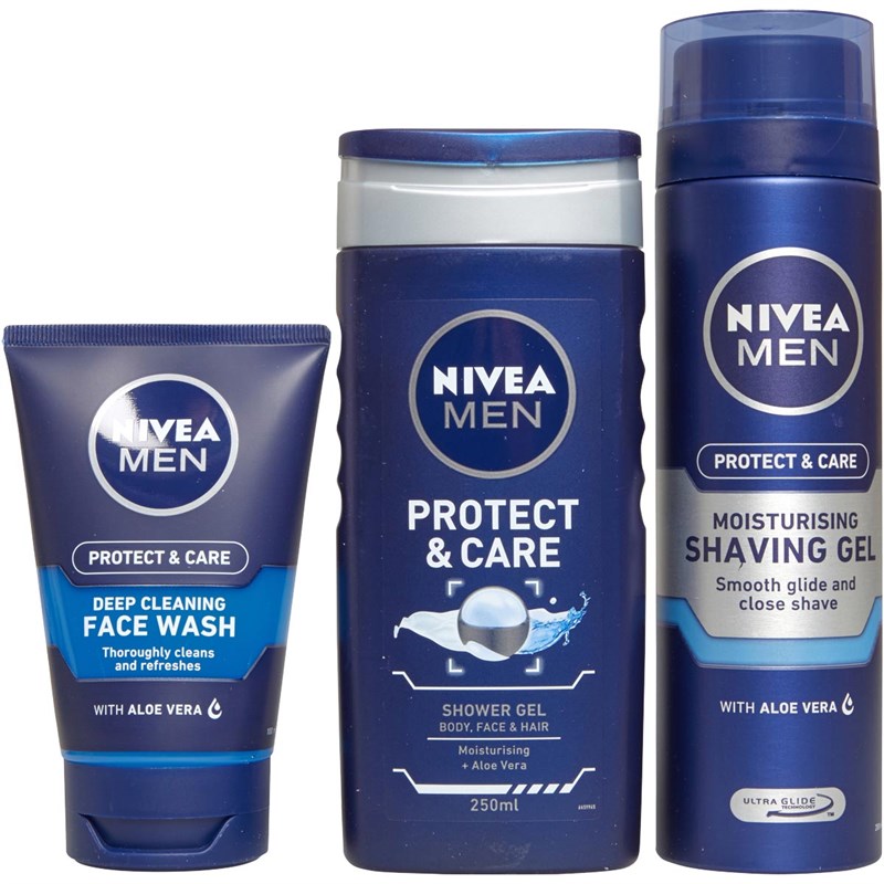 Buy NIVEA Mens Protect And Care 5 Piece (250ml S/Gel, 200ml Shv/Gel ...