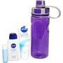 NIVEA Eau De Toilette Hydrate & Go Set Four Piece (75ml Moisturiser, 50ml Shower Cream, L/Balm & Water Bottle) Femme Multicolore