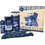 NIVEA Męskie Club Set Four Piece (250Ml Shower Gel, 50Ml Roll On, 75Ml Moisturiser & ) Zapachy Wielobarwny