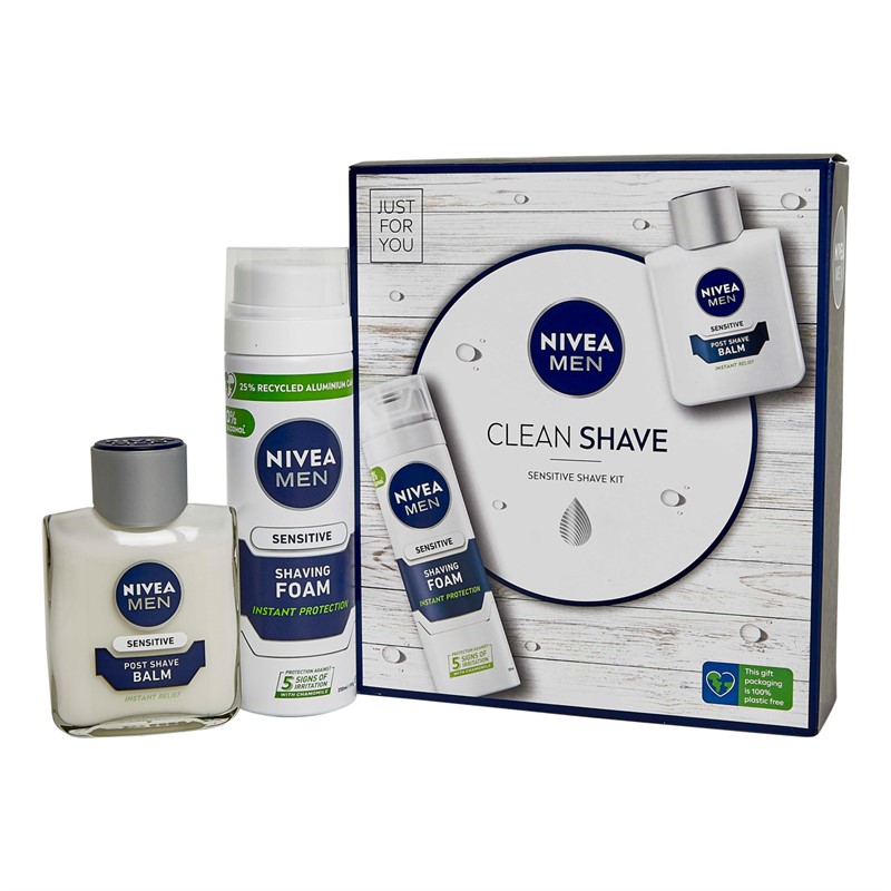 NIVEA Mens Clean Shave Sensitive Shave Gift Set Multi