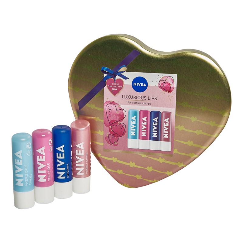 NIVEA Womens Luxurious Lips Four Piece Gift Set Multi