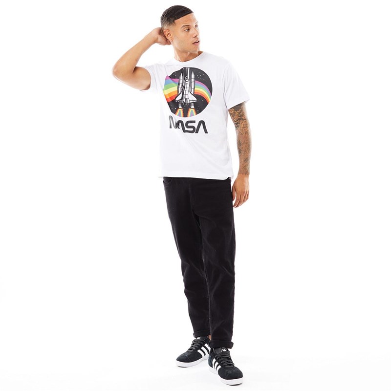 NASA Mens Rainbow T-Shirt White
