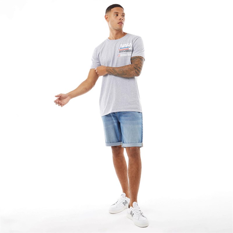 NASA Mens Plane Aeronautics T-Shirt Grey