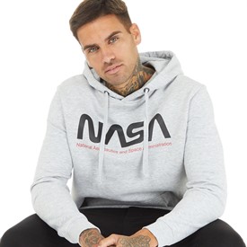 Buy NASA Mens Insignia Hoodie Grey Marl