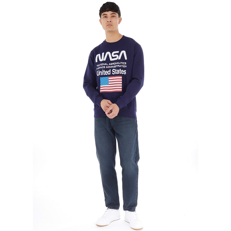 NASA Mens Administration Crew New Sweatshirt Navy