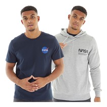 NASA Mens T-Shirt And Hoodie Set Grey/Navy