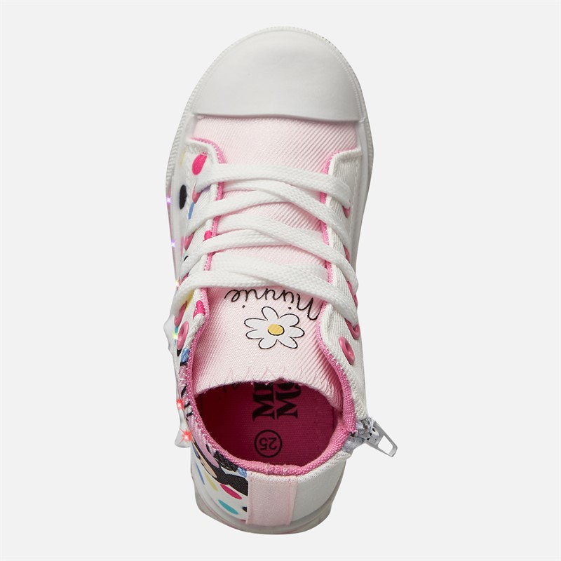 Minnie Mouse Infant Girls Light Up Hi-Top Trainers Pink