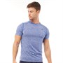 New Balance Tee-Shirt Heathered Homme Bleu Chiné