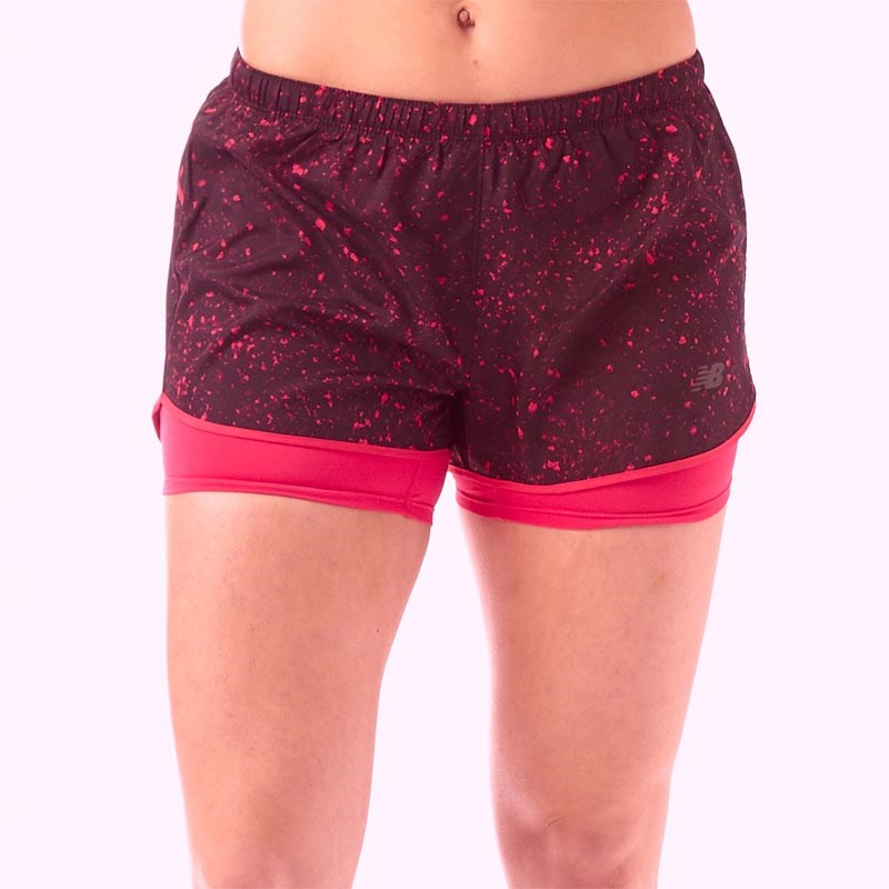 Buy New Balance Womens Printed 2 In 1 Woven Shorts Pomegranate