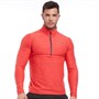 New Balance Mens Heathered Space Dye Reflective 1/2 Zip Running Top Team Red