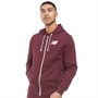New Balance Męskie Bluza z Kapturem Rozpinana na Zamek Błyskawiczny Burgund
