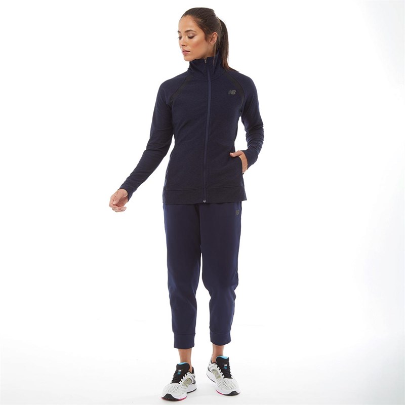 Buy New Balance Womens Heathered Space Dye Reflective Full Zip Running Jacket Pigment Navy