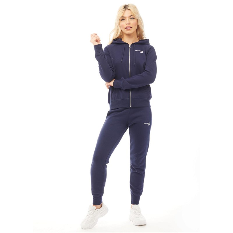 New Balance Womens Core Fleece Full Zip Hoodie Navy