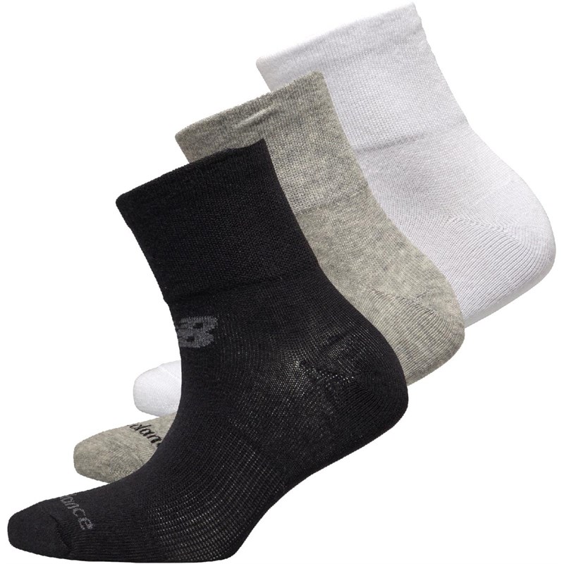 Buy New Balance Three Pack Quarter Socks Black/Grey/White