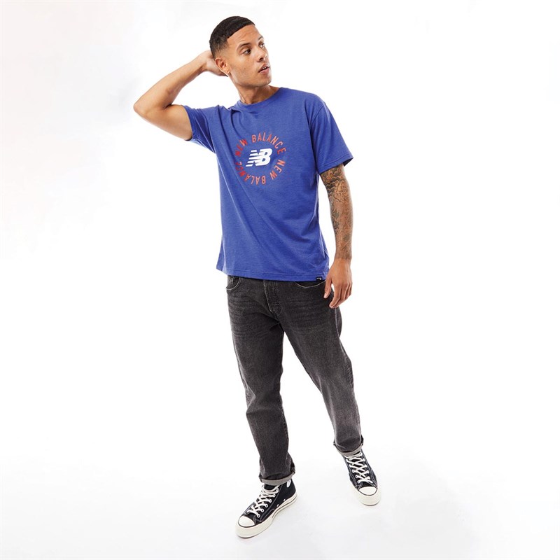 New Balance Heren Sport T-shirts Blauw