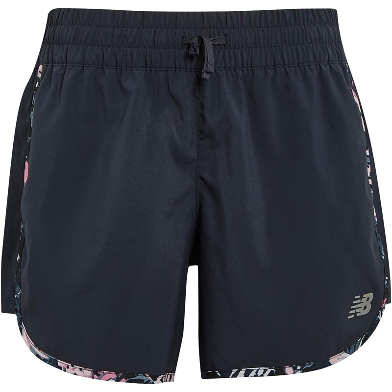 New Balance Womens Printer Five Inch Running Shorts Light Raspberry