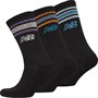 New Balance Mens Three Pack Striped Crew Socks Black Multi