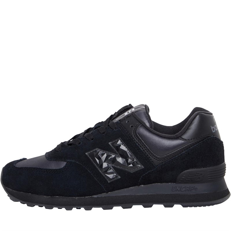 New balance m574 black leather on sale