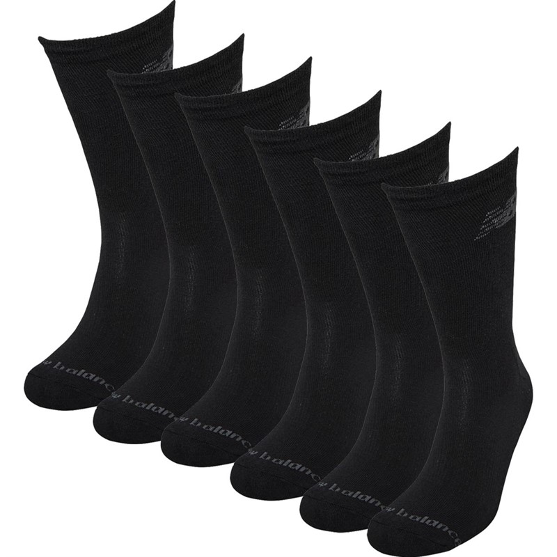 New Balance Mens Six Pack Crew Socks Black