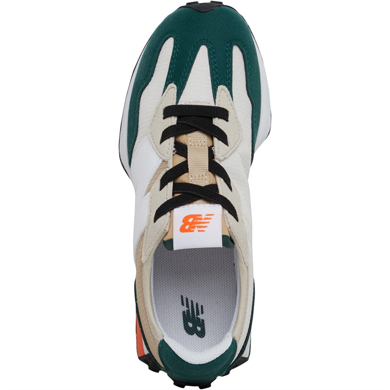 New Balance Kids 327 Bungee Lace Trainers Green/Beige