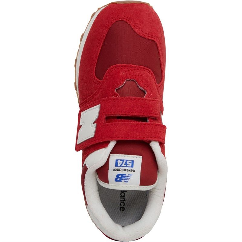 Buy New Balance Junior 574 Hook And Loop Trainers Red White Gum