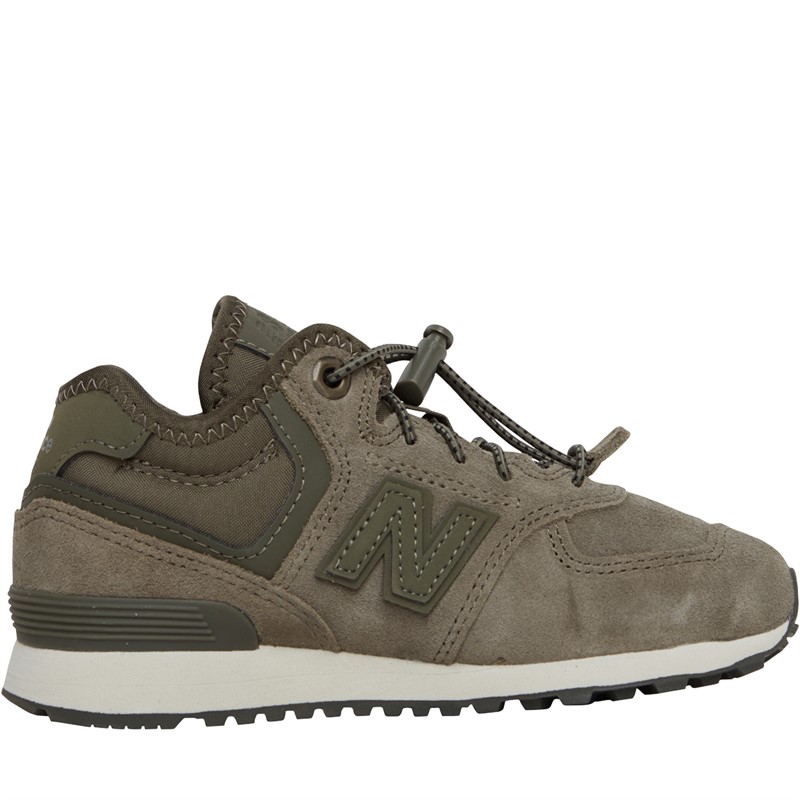 New Balance Boys 574H Bungee Lace Trainers Green/Beige