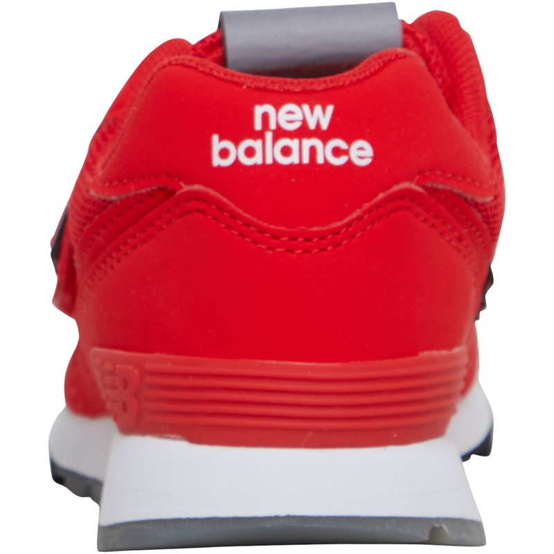 New Balance Junior 574 Hook And Loop Trainers Red/White