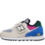 New Balance Junior 574 Hook And Loop Trainers Beige/Pink/Blue