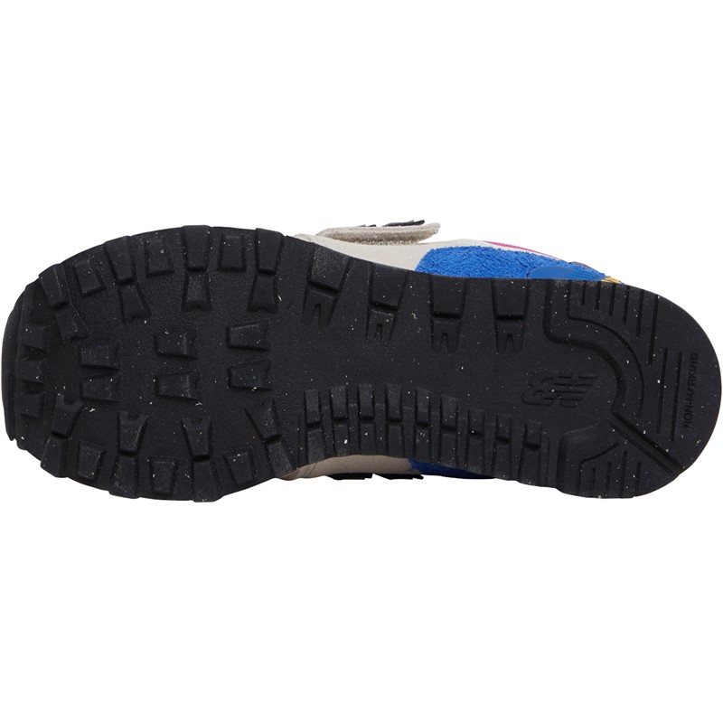 New Balance Junior 574 Hook And Loop Trainers Beige/Pink/Blue