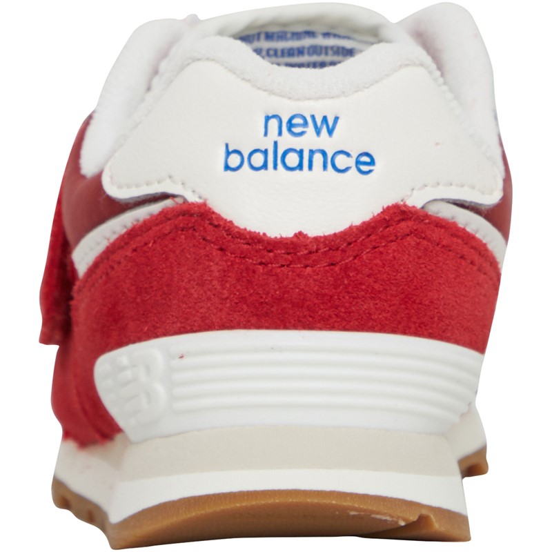 New Balance Infant 574 Hook And Loop Trainers Red/White/Gum