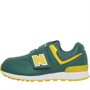 New Balance Junior Boys 574 Hook And Loop Trainers Green/Yellow/White